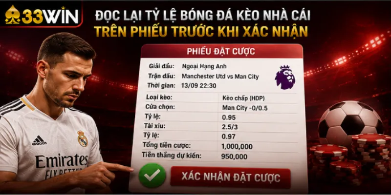 Tỷ lệ bóng đá kèo nhà cái – Cách đọc bảng và hiểu biến động 4 Đọc lại tỷ lệ bóng đá kèo nhà cái trên phiếu trước khi xác nhận